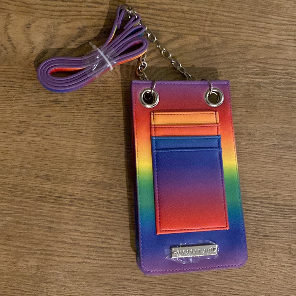 Madden girl new without tags rainbow ombré crossbody phone purse